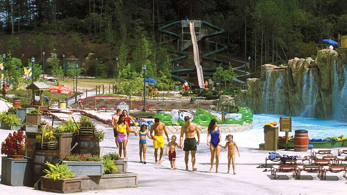Family Walking Through Dollywood's Splash Country